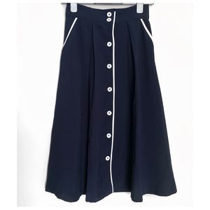 Modcloth A-framed Button Down Navy Skirt
